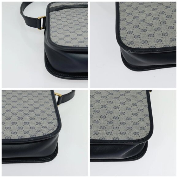 GUCCI Micro GG Supreme Shoulder Bag PVC Navy Gold 001 256 1308 Auth ep10887 - Picture 14 of 16